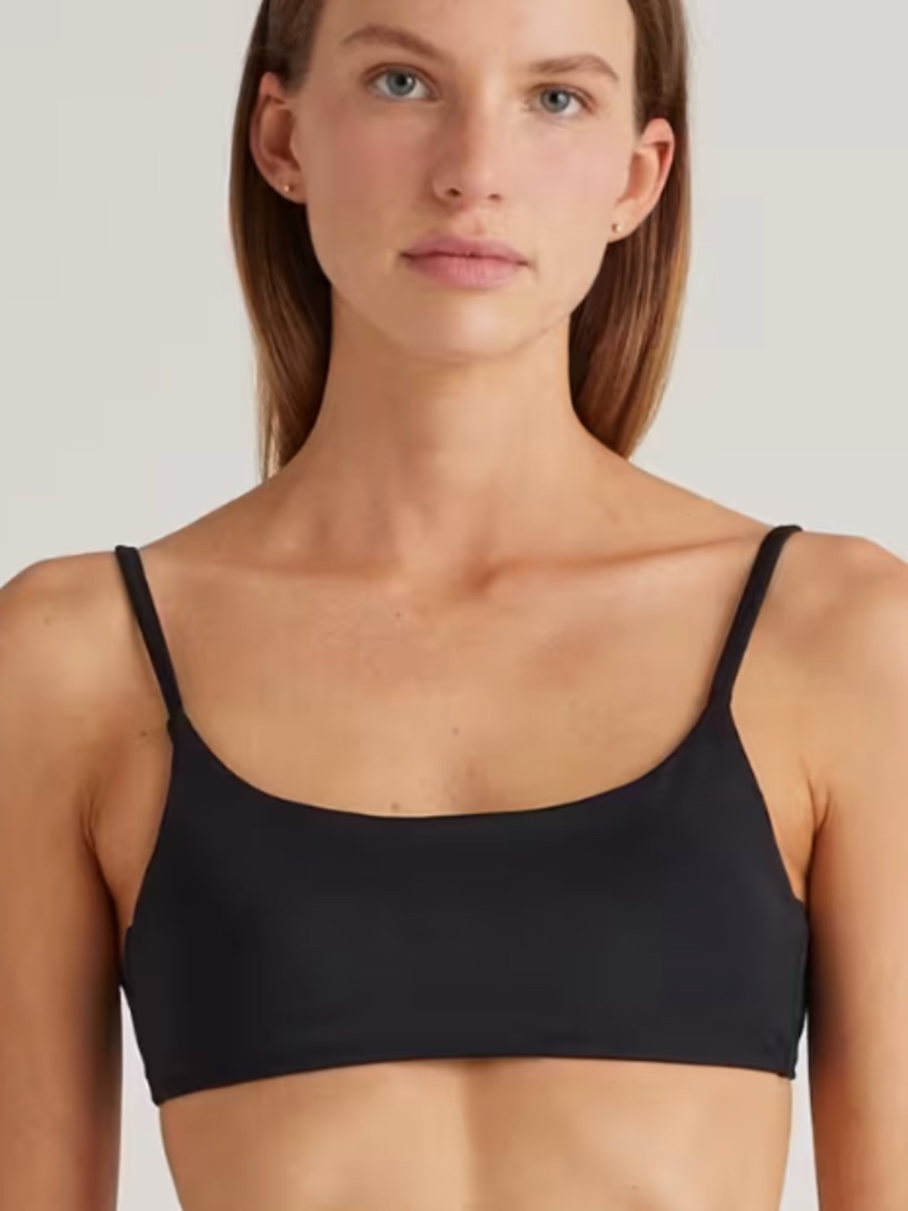 NWT Italian Scoop Neck Bikini Top Black Large